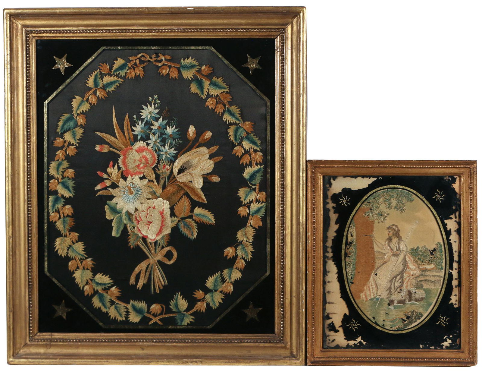 (2pc) ENGLISH SILKWORK EMBROIDERIES (1 of 5)