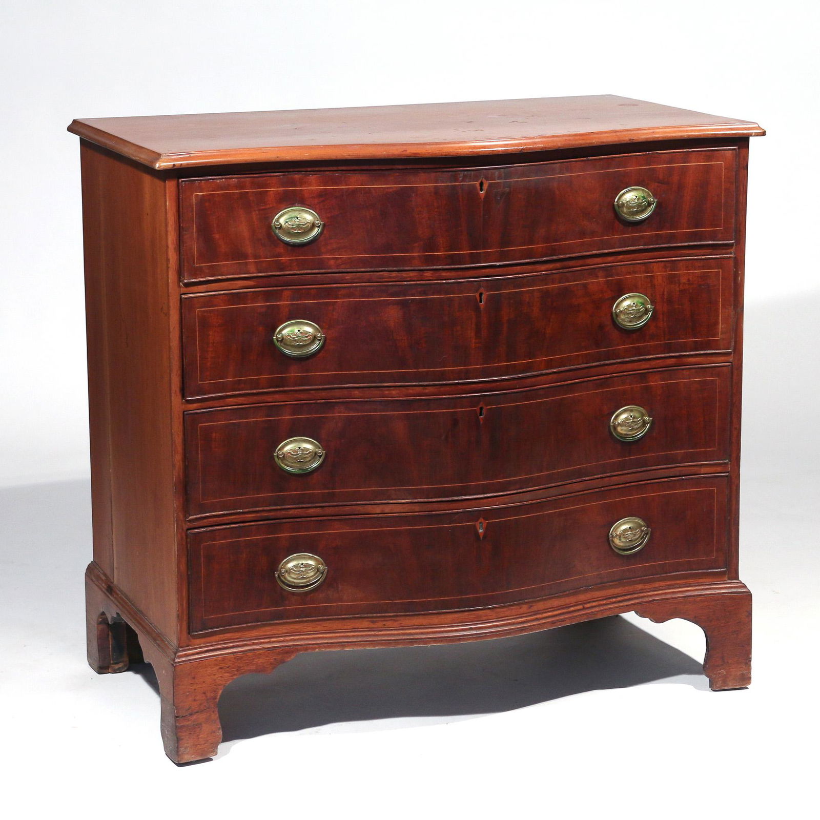 FEDERAL INLAID MAHOGANY SERPENTINE CHEST (1 of 8)