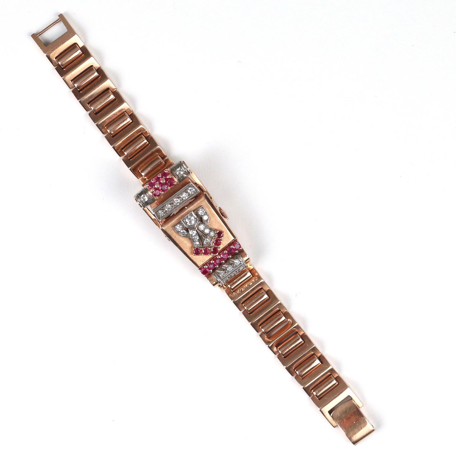 RUBY, DIAMOND, & 14k ROSE GOLD WATCH BRACELET (1 of 8)