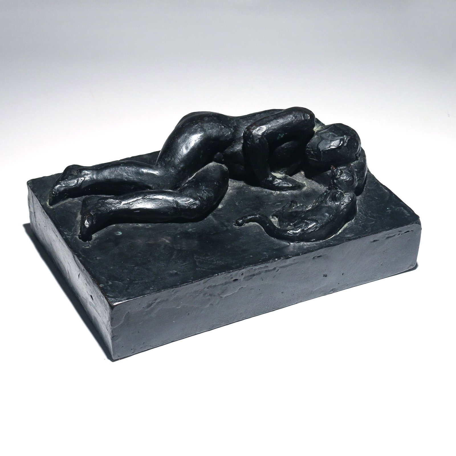NATALIE CHARKOW HOLLANDER (American, 20th C.): Reclining figure bronze h. 3-3/4 w. 9-1/4 d. 6 in. no apparent signature Provenance: The estate of J.D. McClatchy (1945-2018), American poet, librettist, literary critic, and former president of The A