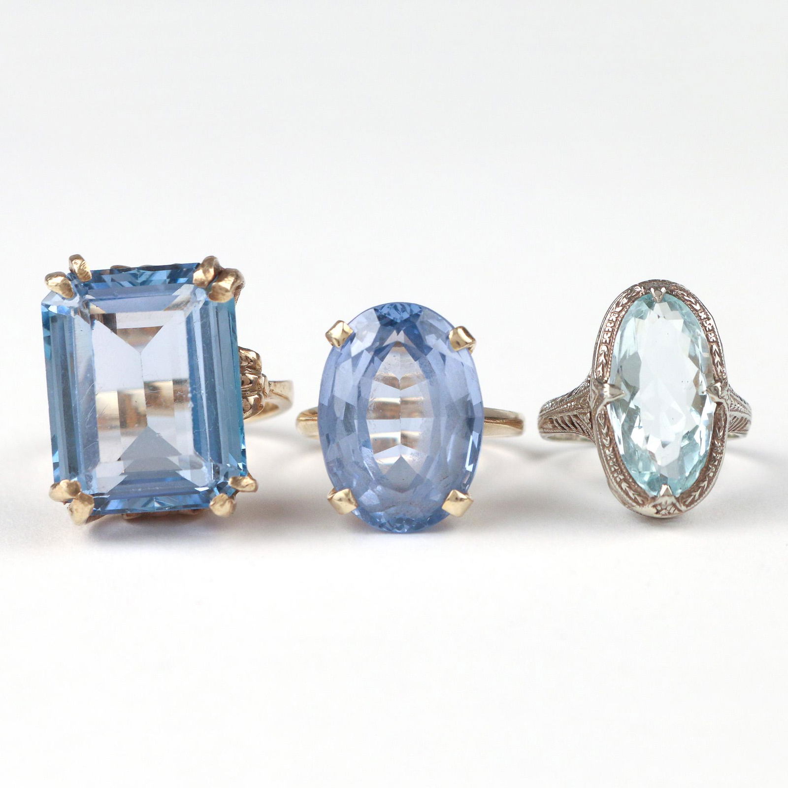 (3pc) AQUAMARINE RINGS (1 of 3)
