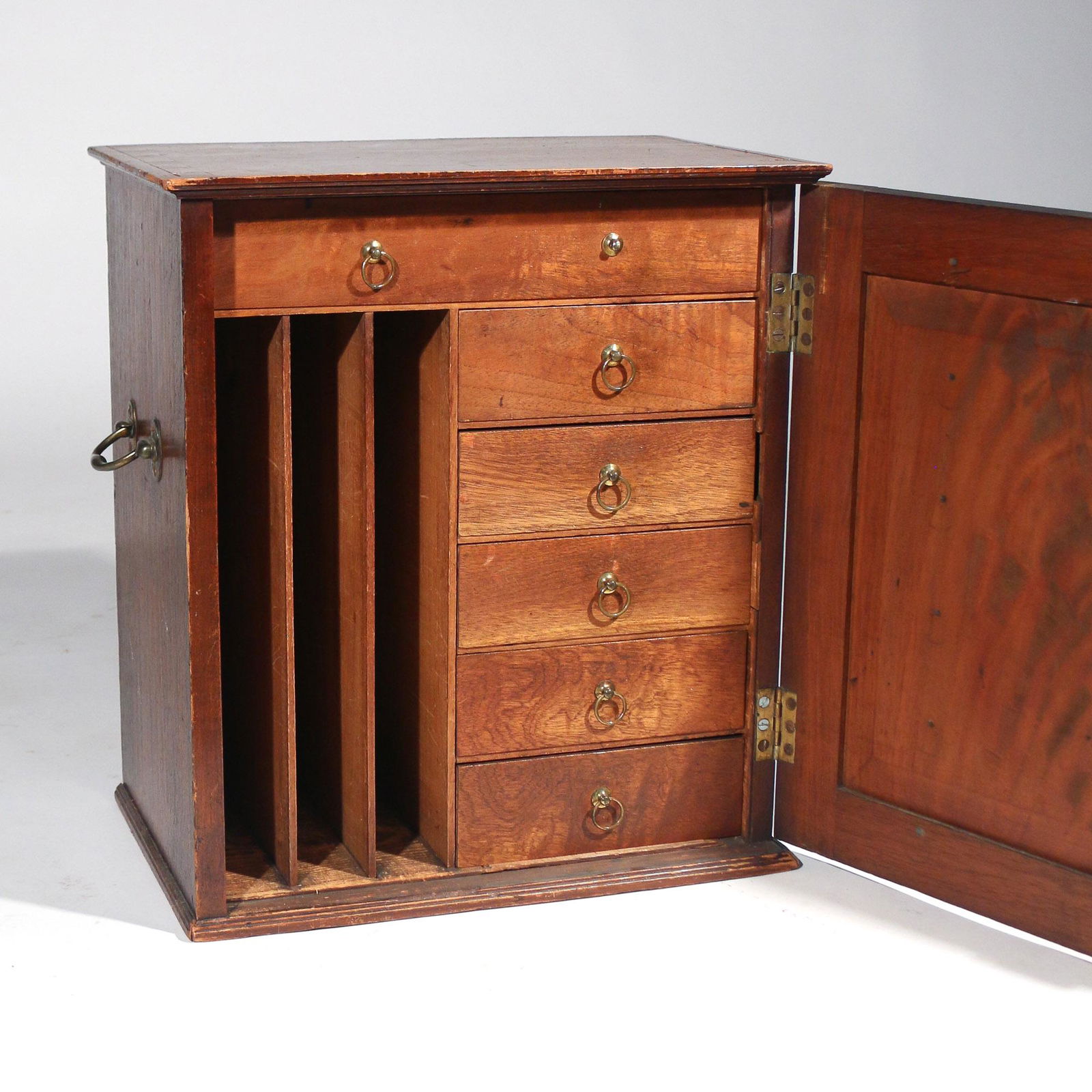 E.19TH C. MAHOG. & CAMPHORWOOD CAMPAIGN CABINET (1 of 7)