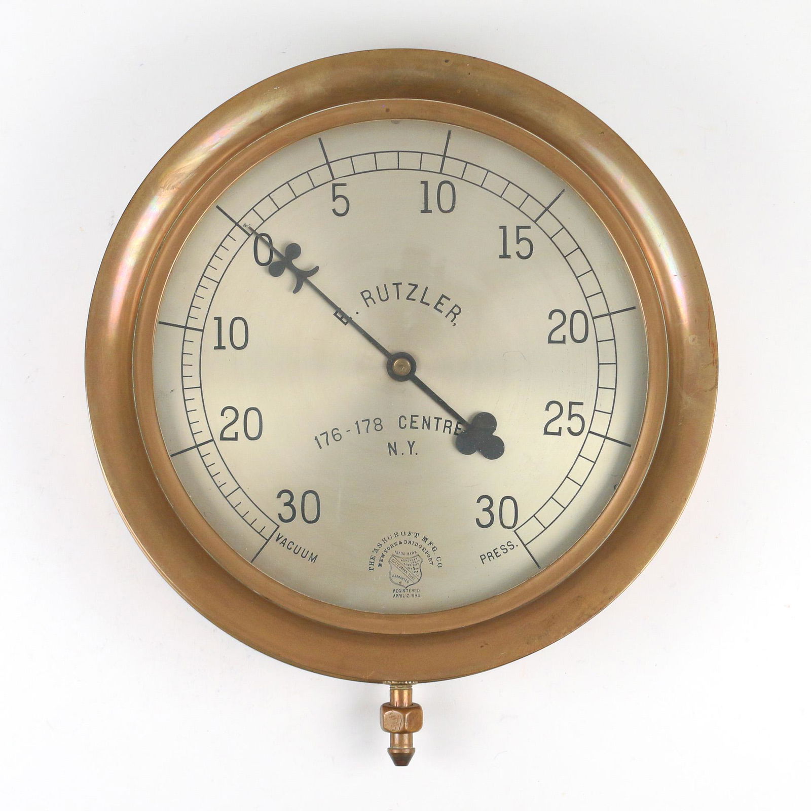 LARGE ASHCROFT STEAM GAUGE, NEW YORK (1 of 4)