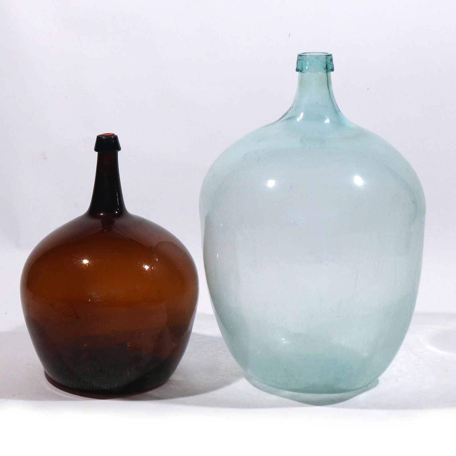 (2pc) VERY LARGE BLOWN GLASS CLUB BOTTLES (1 of 7)