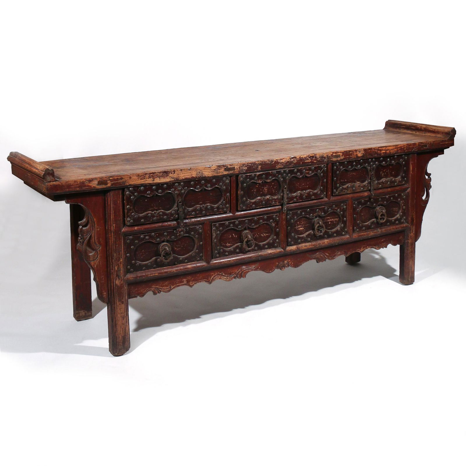 CHINESE PAINTED & CARVED ELM COFFER, LIANSANCHU (1 of 9)
