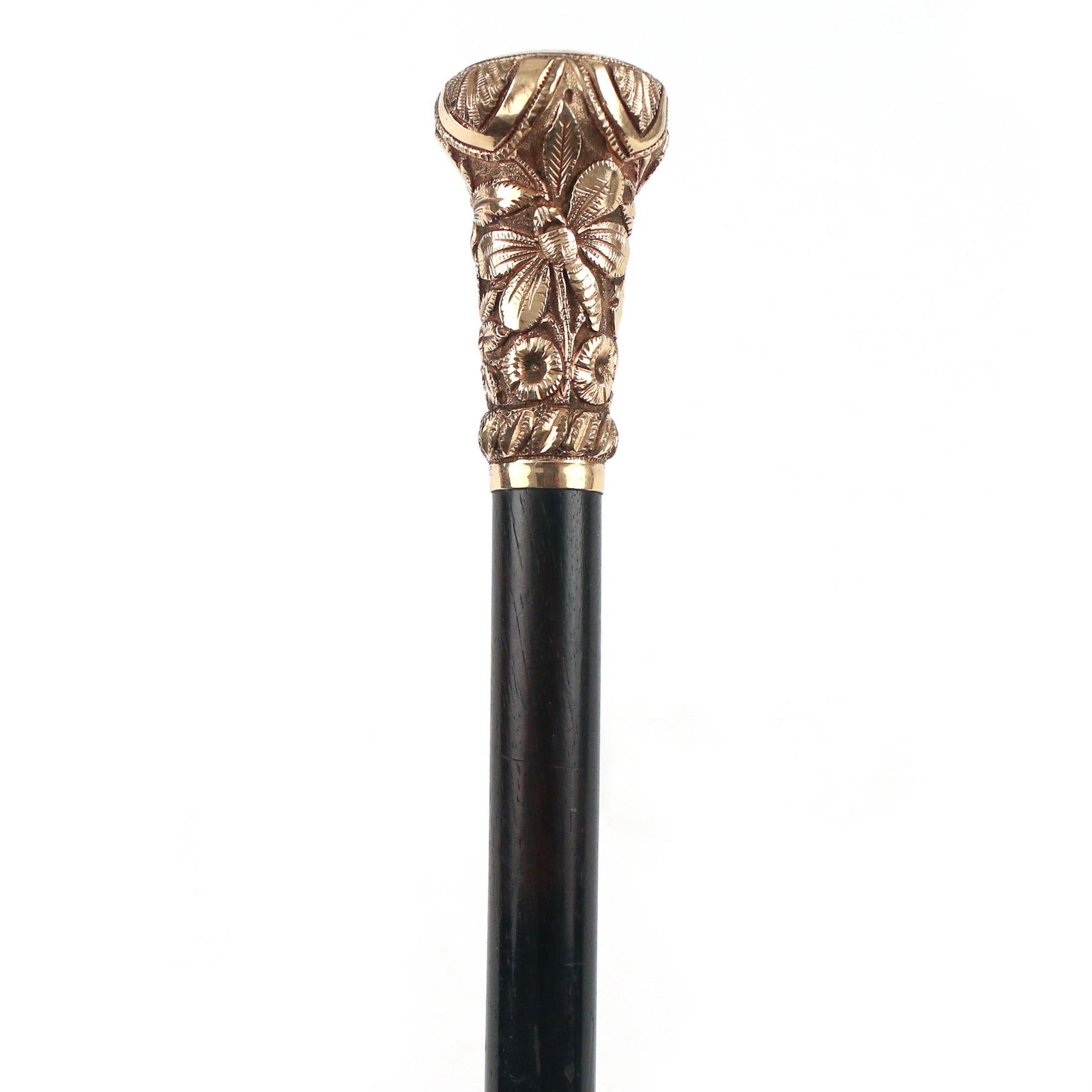 ORNATE ENGRAVED GOLD FILL HANDLED WALKING STICK (1 of 4)