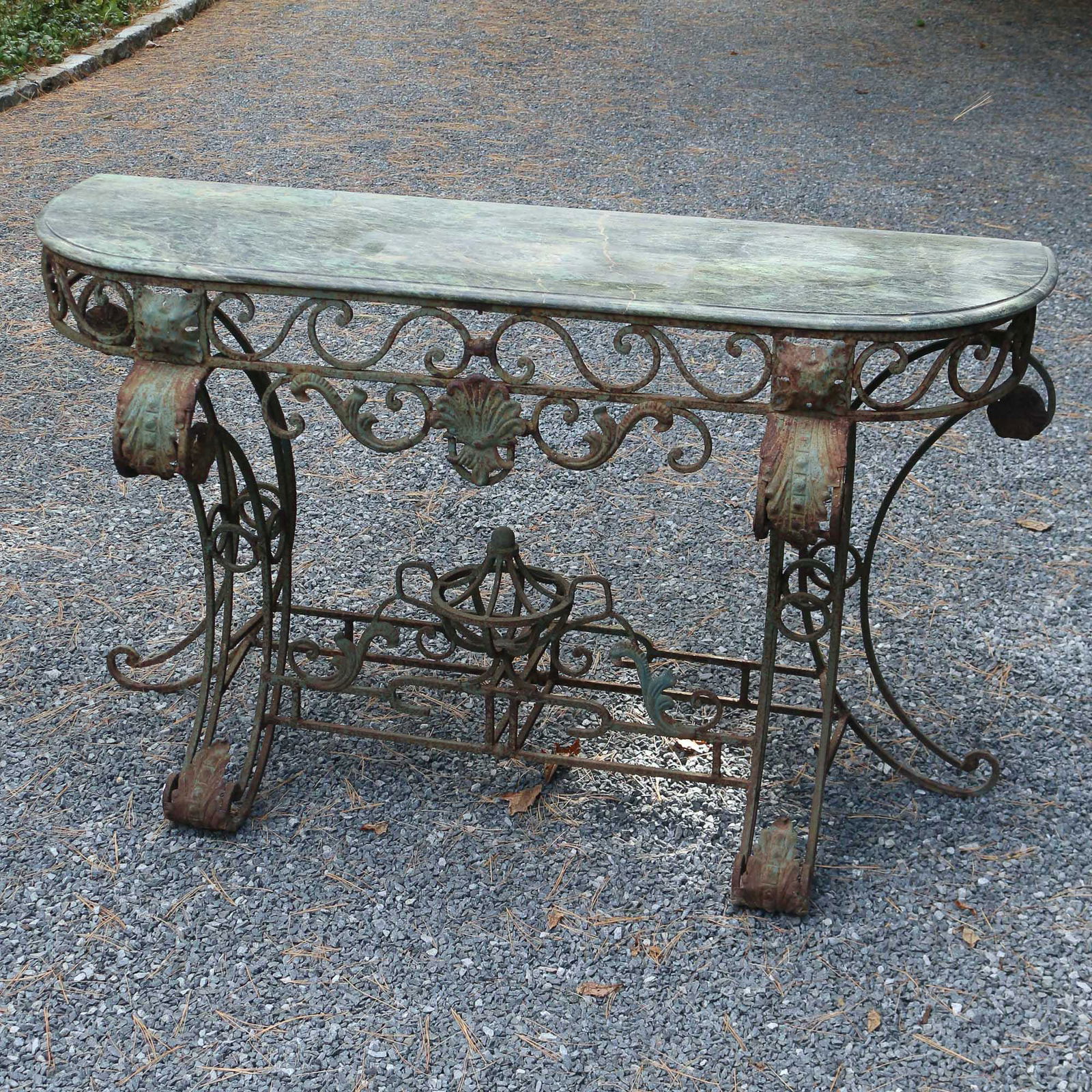 WROUGHT IRON & MARBLE CONSOLE TABLE (1 of 7)