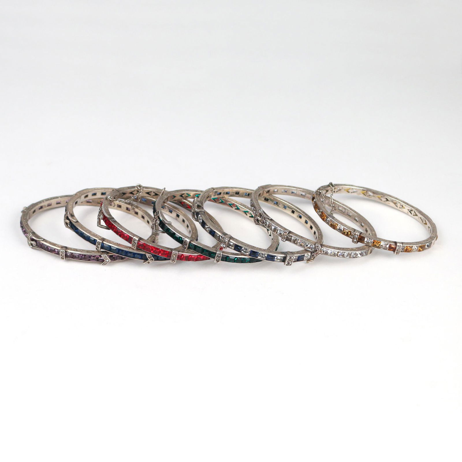 (6pc) STERLING & GEMSTONE BUCKLE BRACELETS (1 of 3)