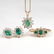 (4pc) EMERALD & GOLD JEWELRY PARURE