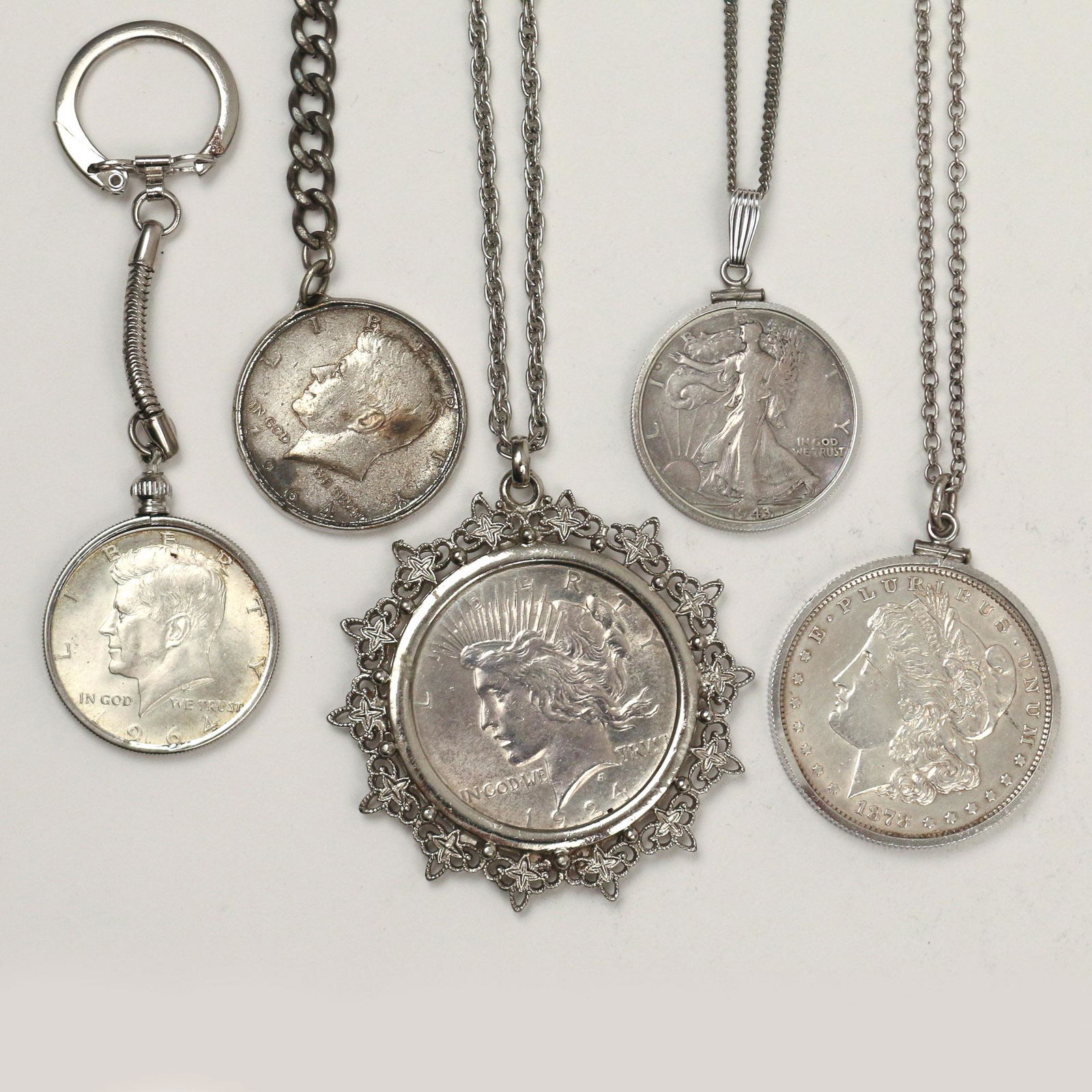 (5pc) AMERICAN SILVER COIN JEWELRY (1 of 2)