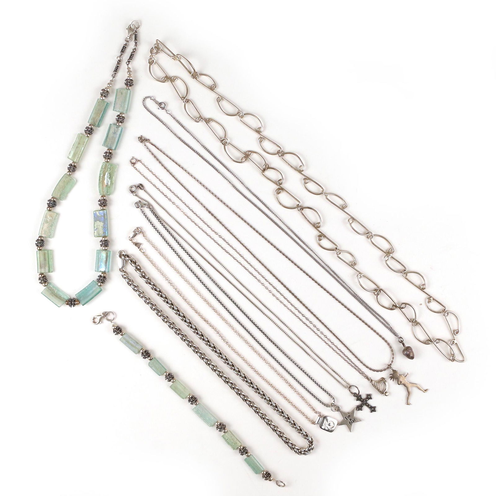 (10pc) MISC. SILVER NECKLACES (1 of 4)