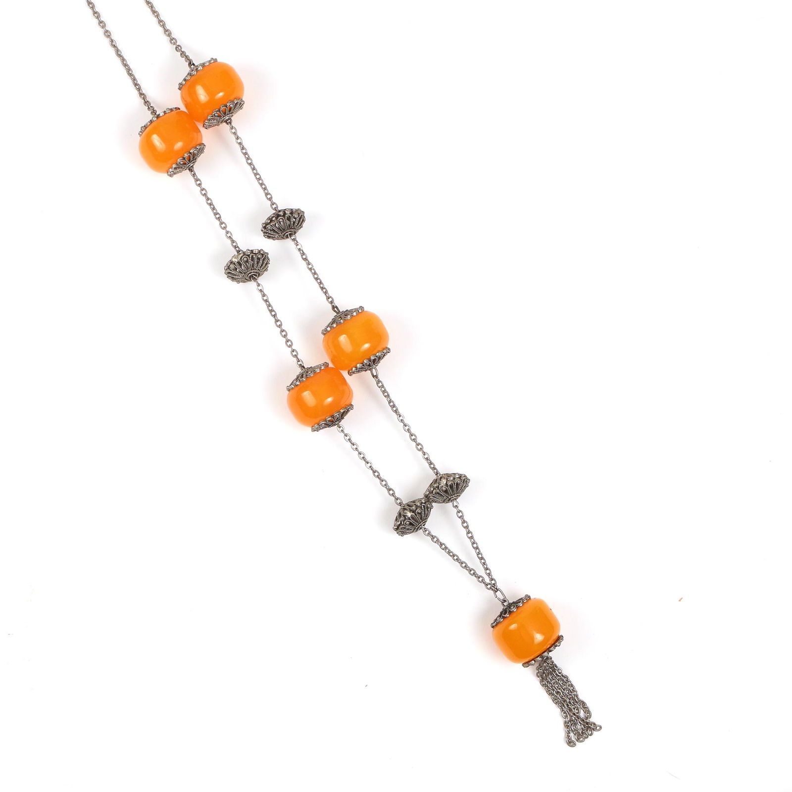 AMBER BEAD & SILVER NECKLACE (1 of 3)