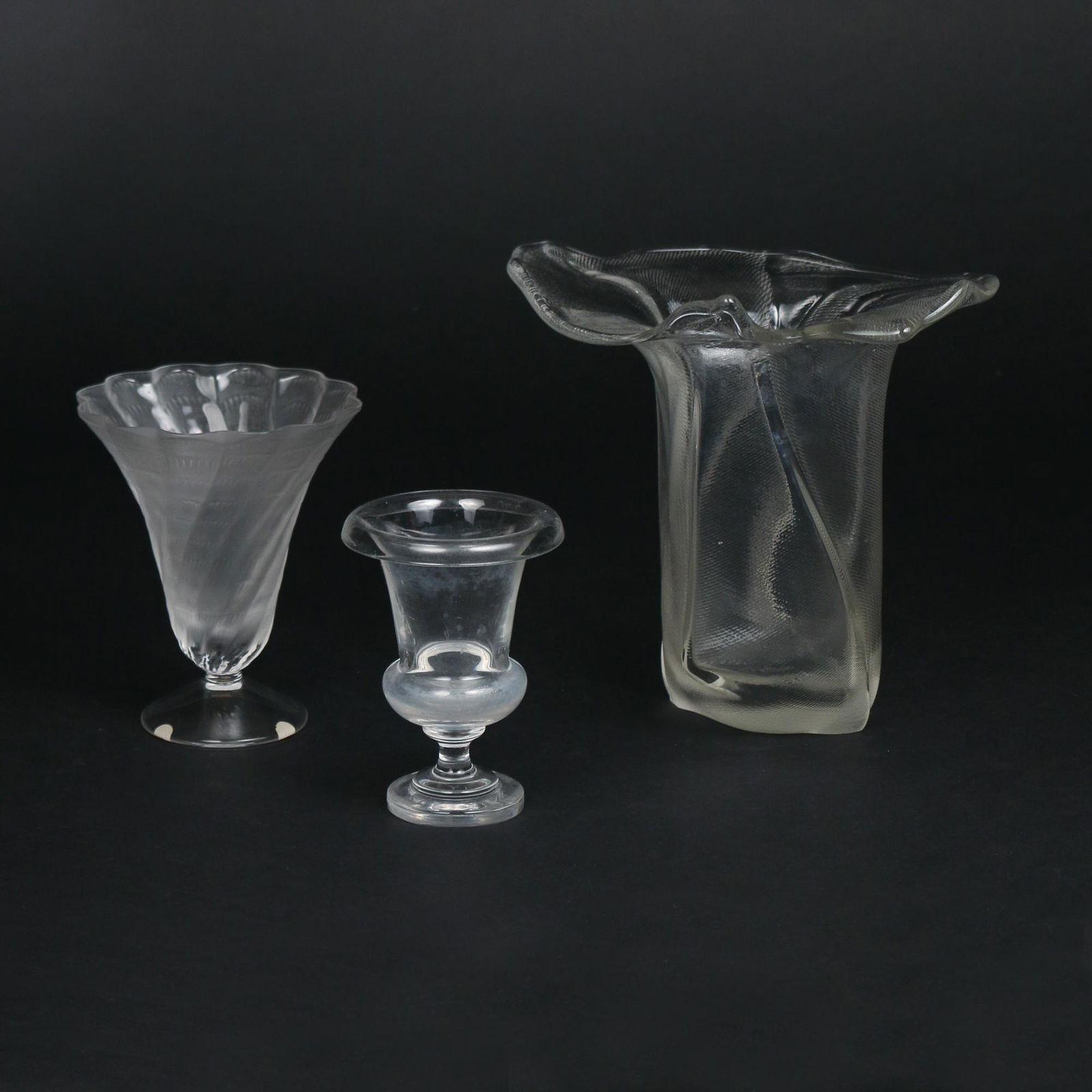 (3pc) DESIGNER GLASS VASES (1 of 2)