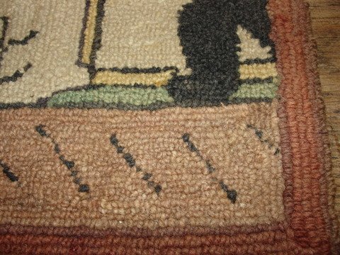 GRENFELL TYPE MAT SHOWING 3 FIGURES & ANIMALS LO - 6