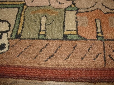 GRENFELL TYPE MAT SHOWING 3 FIGURES & ANIMALS LO - 7