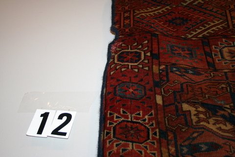 BOKARRA RUG, 3-ROWS OF 8-GULS, APPROX. 40 X 68", - 2