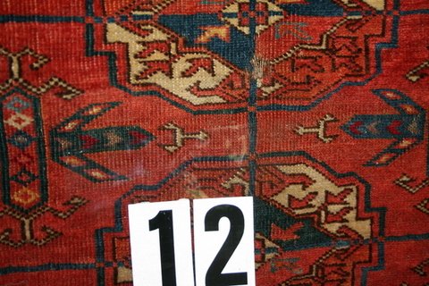 BOKARRA RUG, 3-ROWS OF 8-GULS, APPROX. 40 X 68", - 3
