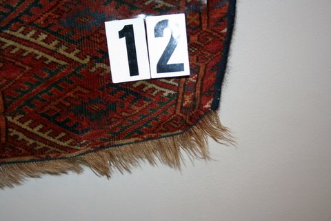 BOKARRA RUG, 3-ROWS OF 8-GULS, APPROX. 40 X 68", - 4