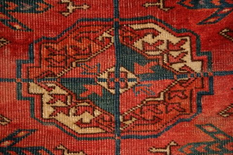 BOKARRA RUG, 3-ROWS OF 8-GULS, APPROX. 40 X 68", - 6