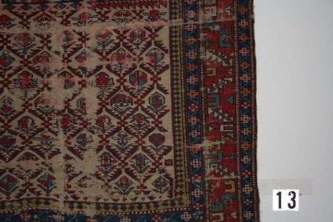 ANTIQUE SHIRVAN PRAYER RUG W/WEAR, 50" X 47" - 2