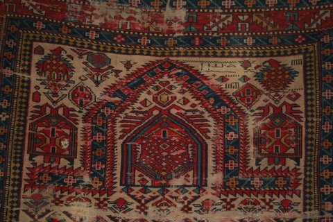 ANTIQUE SHIRVAN PRAYER RUG W/WEAR, 50" X 47" - 3
