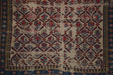 ANTIQUE SHIRVAN PRAYER RUG W/WEAR, 50" X 47" - 4