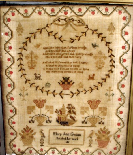 SAMPLER SGD. MARY ANN GRAHAM, D. 1811, 15" X 12
