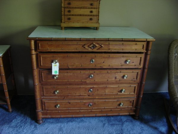 FAUX BAMBOO ASSEMBLED BEDROOM SUITE - 3