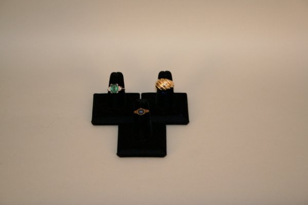 2-14K YG RINGS; 14K WG RING W/ 2 SMALL DIAMONDS
