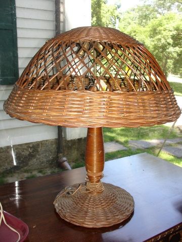 EARLY 20TH C NATURAL WICKER PARLOUR LAMP