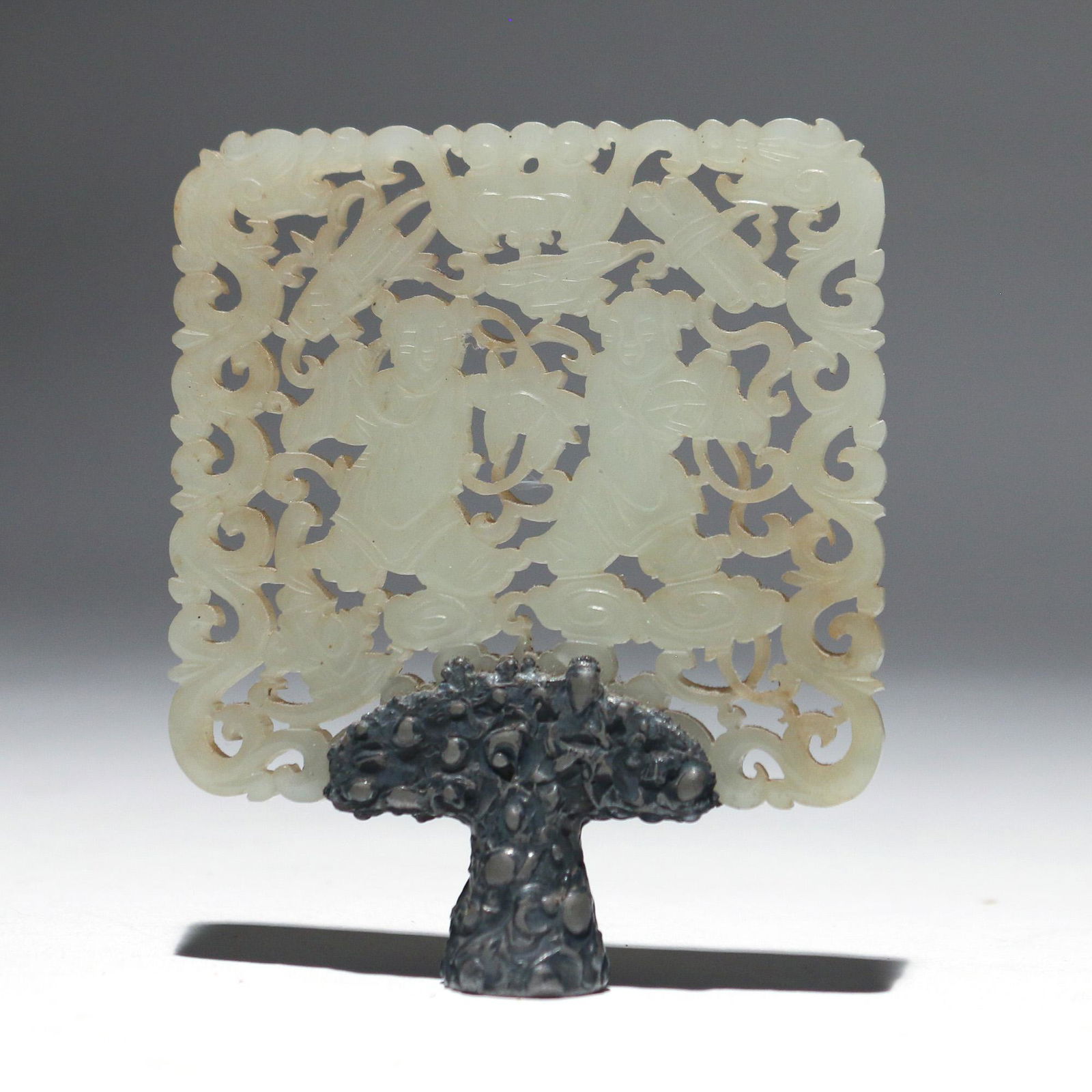 CHINESE CARVED WHITE JADE PLAQUE (1 of 4)