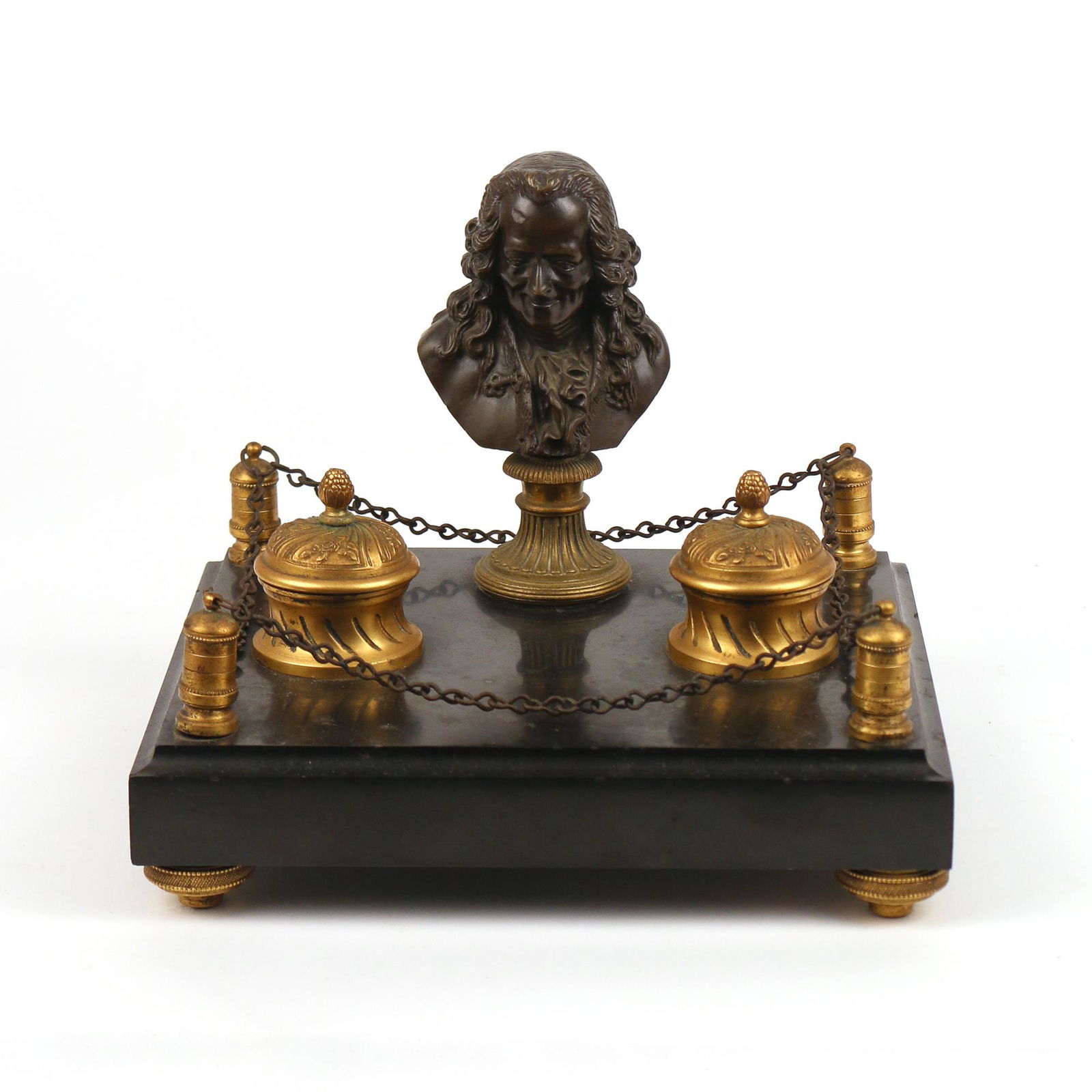 BRONZE, ORMOLU, & STONE STANDISH (1 of 6)