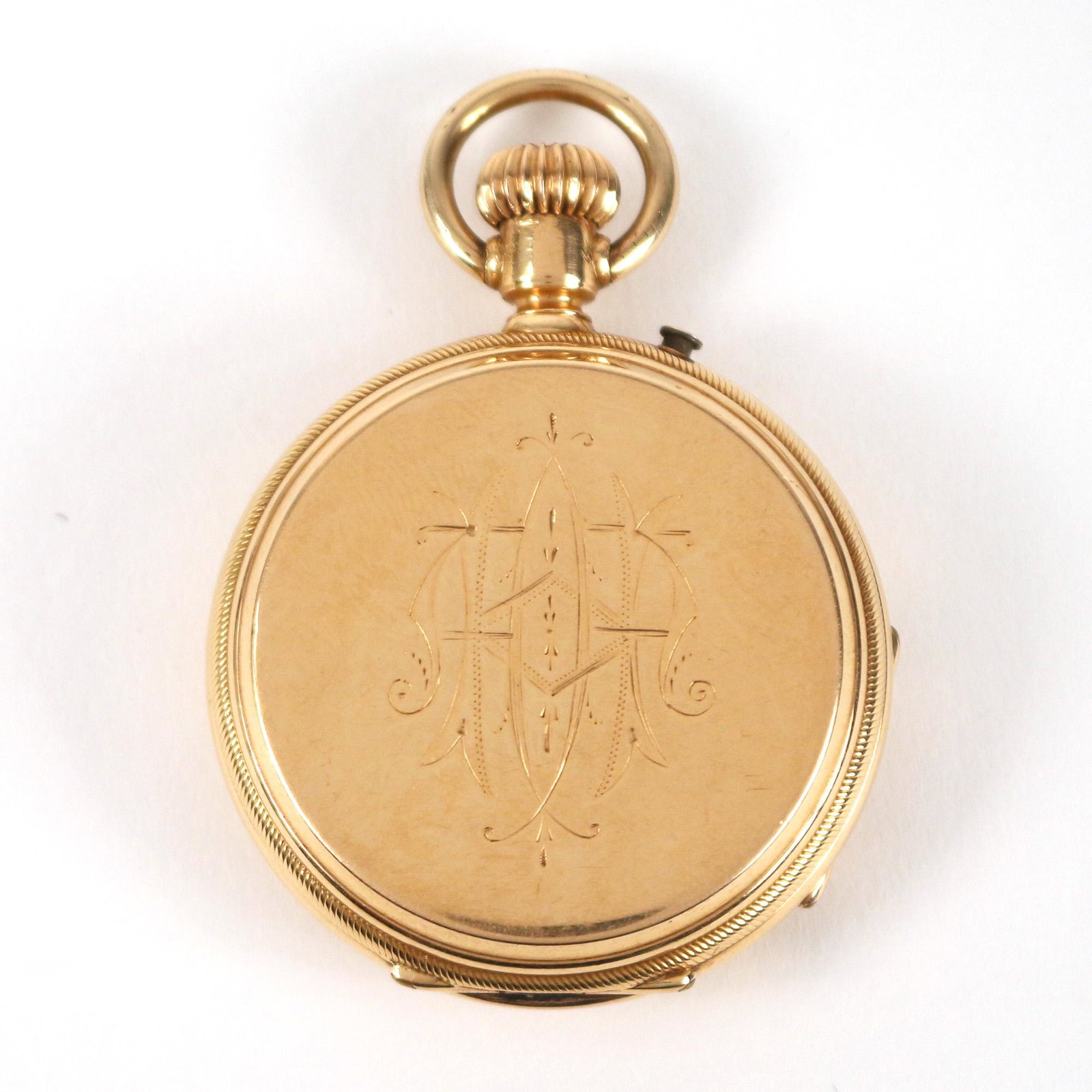GOLD E.F. BRANDT / SHREVE CRUMP & LOW POCKETWATCH: circa 1870's, engraved 18k gold case, white dial with Roman numerals, Arabic chapter ring, sub-seconds dial, manual wind; case interior with dedication "ALICE HOPPIN / December 25, 1874" also marked "