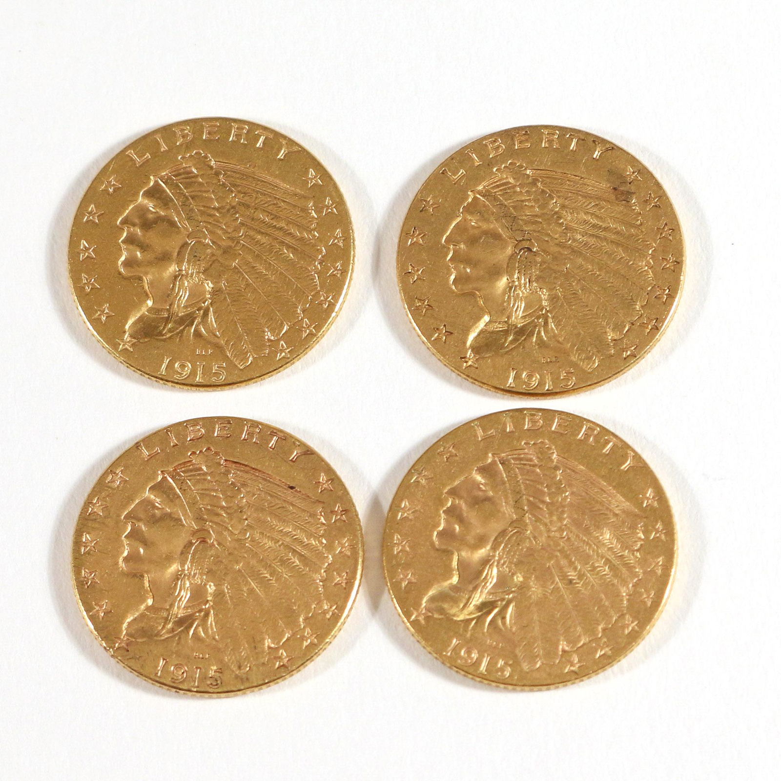 (4pc) 1915 INDIAN HEAD $2.5 DOLLAR GOLD COINS (1 of 3)