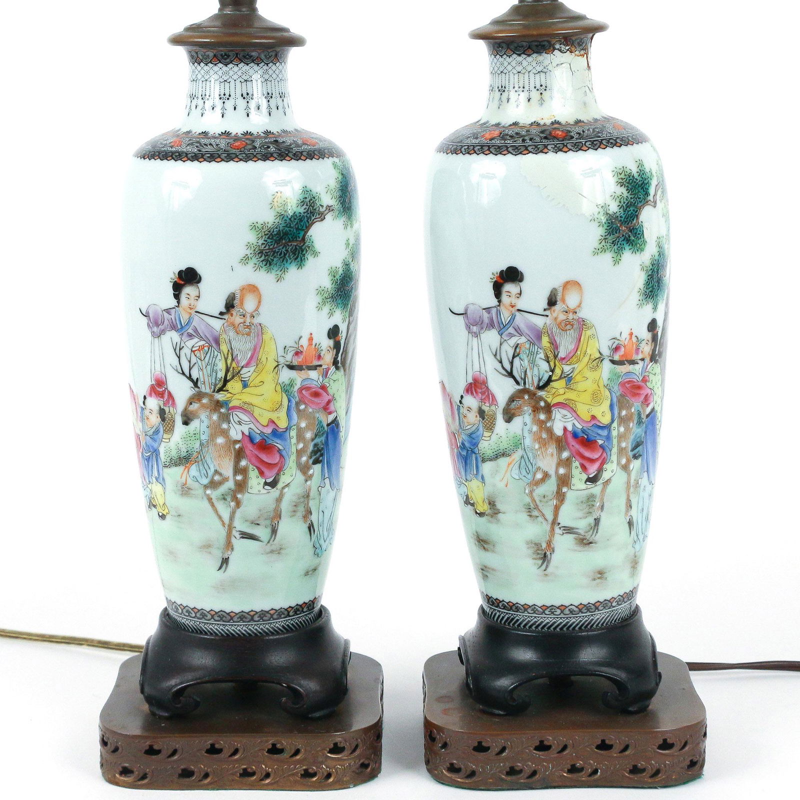 PAIR CHINESE REPUBLIC PERIOD VASES AS LAMPS (1 of 20)
