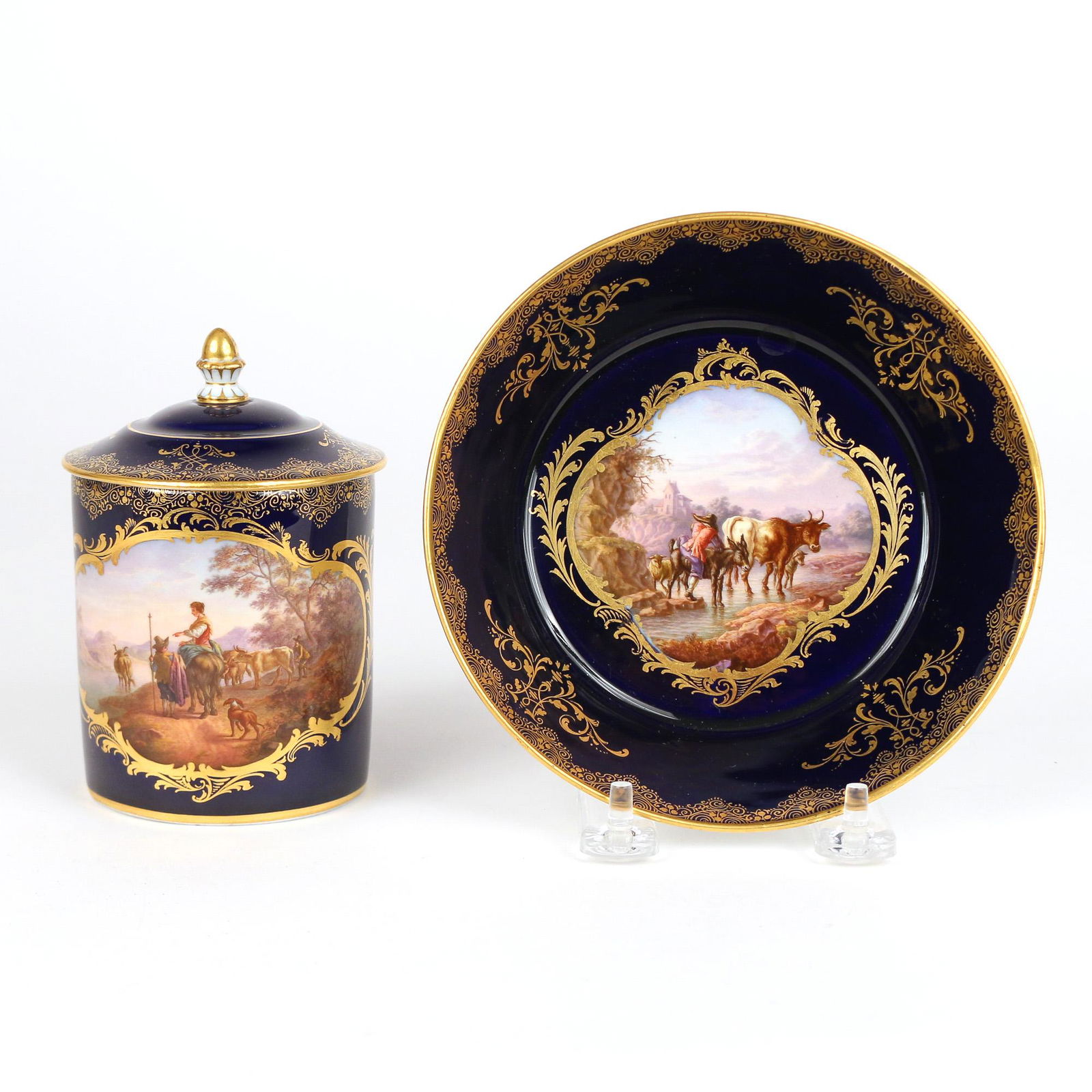 (2pc) MEISSEN POT DE CREME & SAUCER (1 of 9)