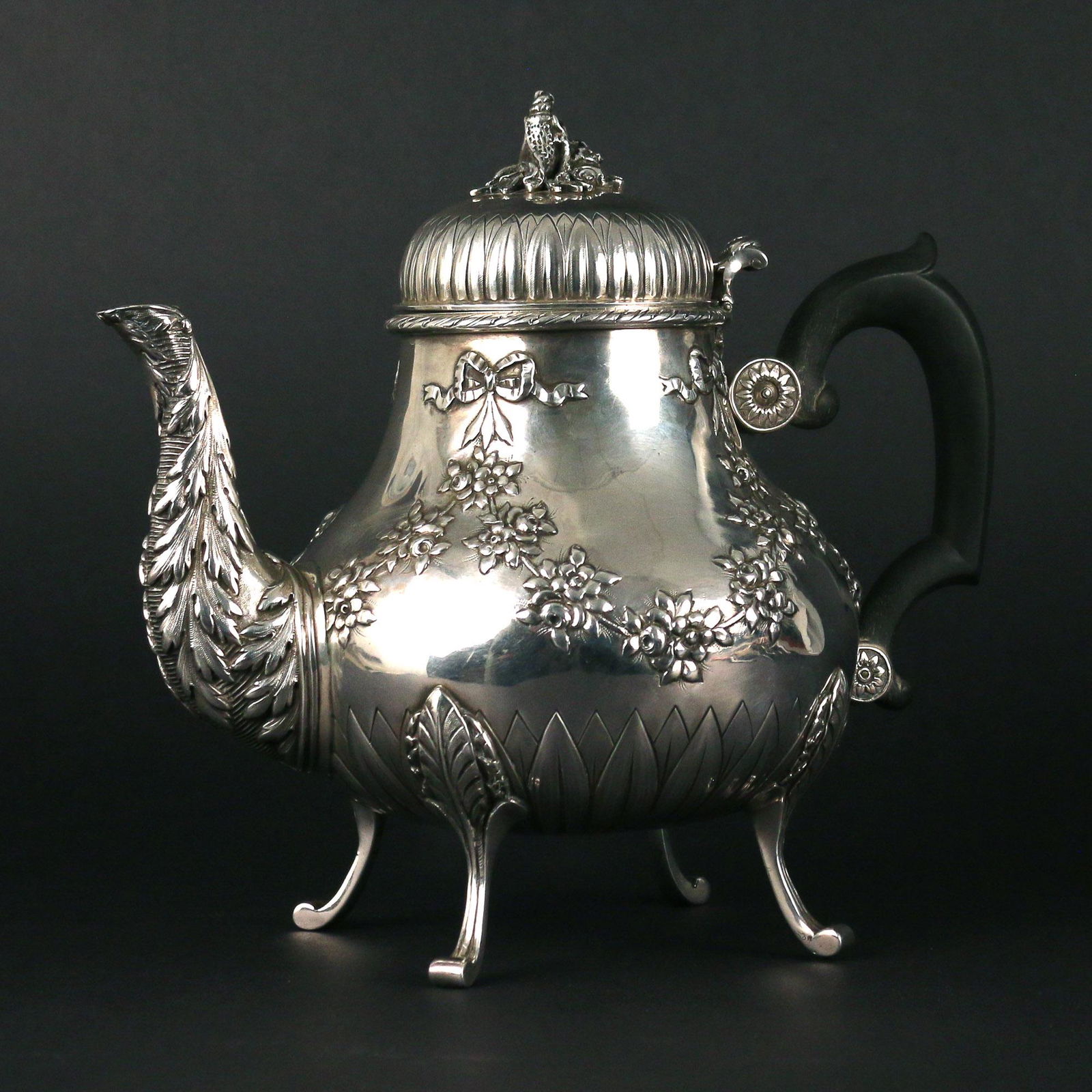 IMPORTANT FRENCH SILVERPLATE REPOUSSE TEAPOT (1 of 15)