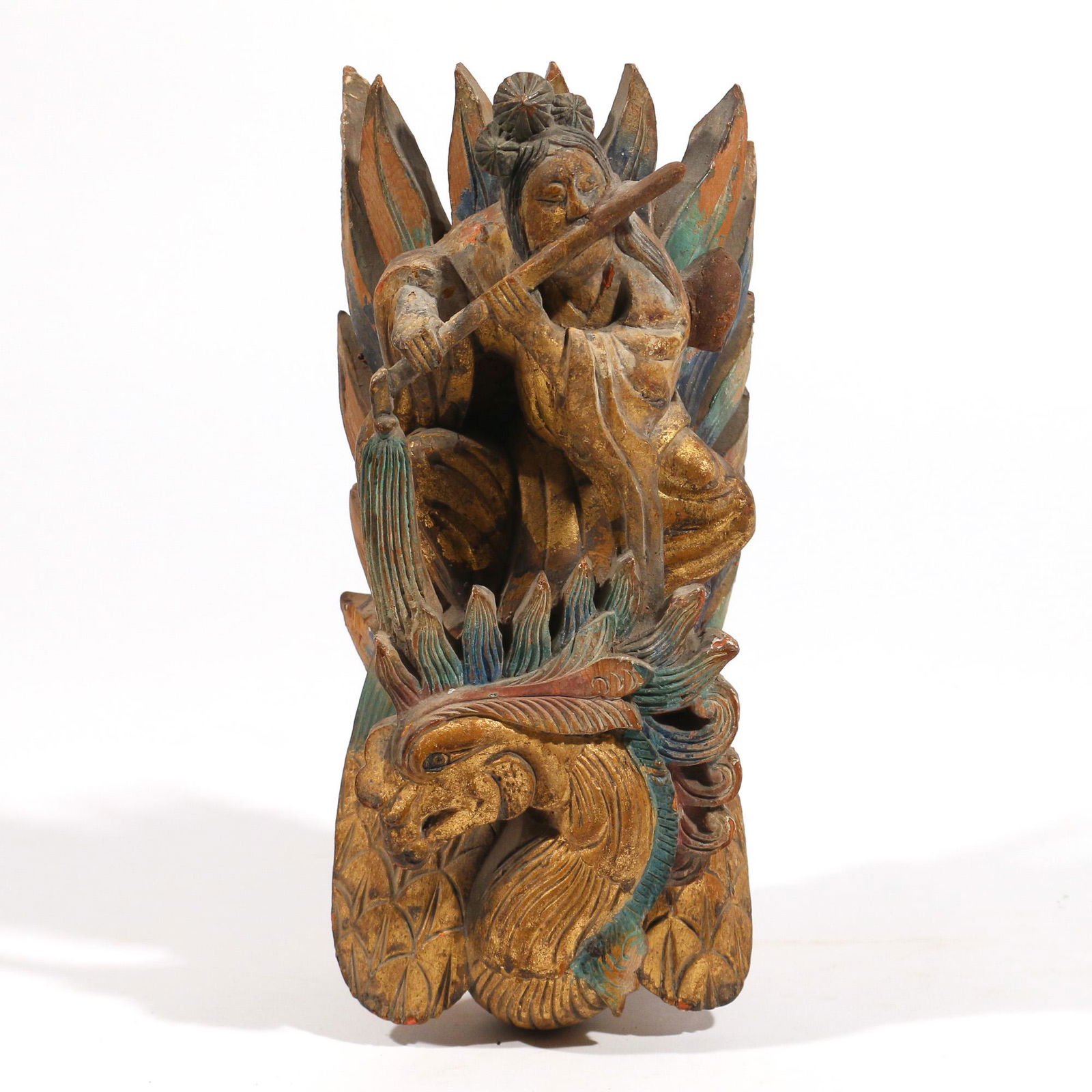 INDIAN POLYCHROME WOOD CARVING (1 of 8)