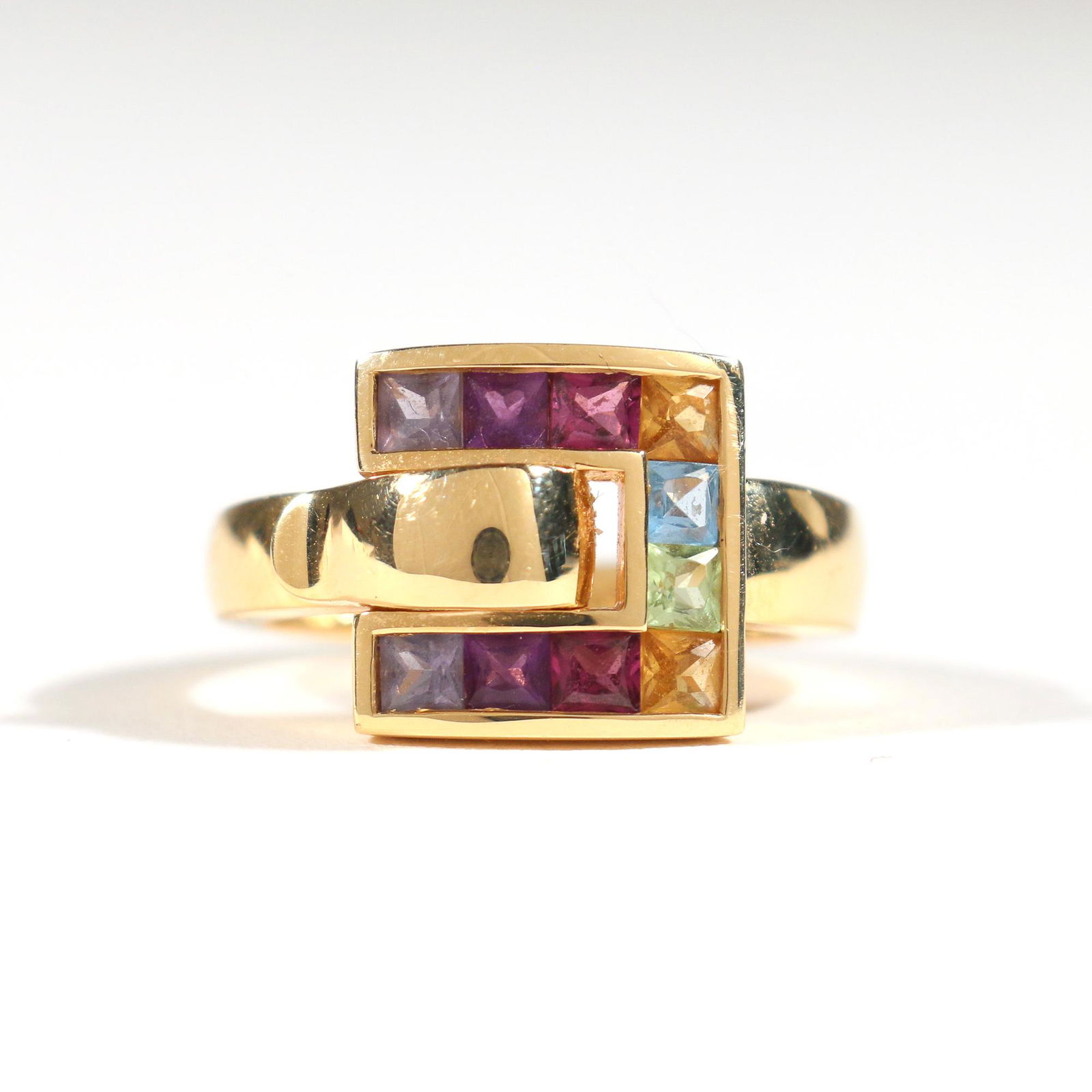 GUY LaROCHE RAINBOW SAPPHIRE & 18k GOLD RING (1 of 5)