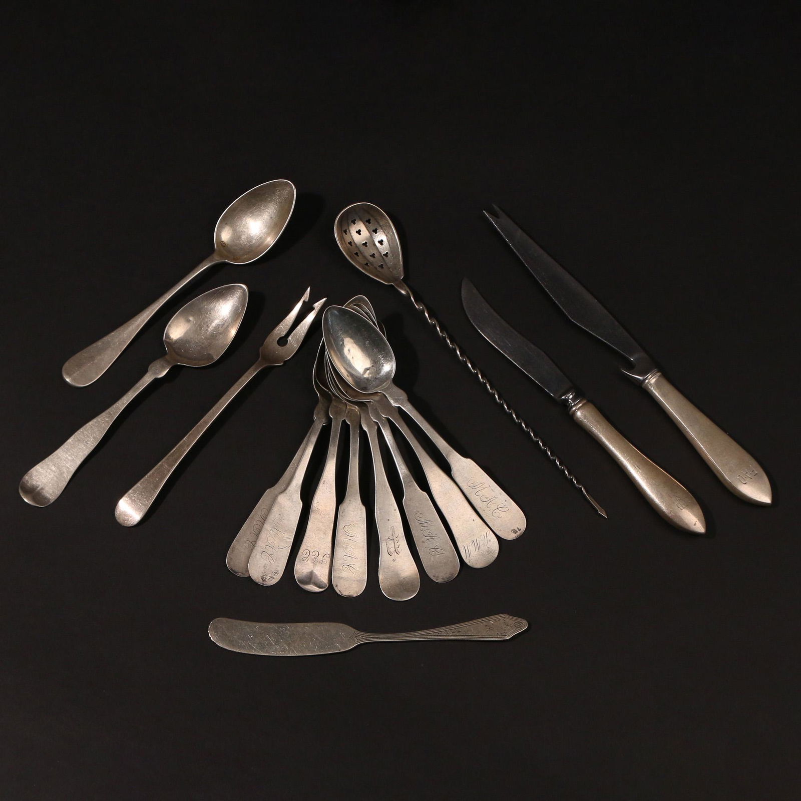 (15pc) MISC. COIN & OTHER SILVER FLATWARE (1 of 1)