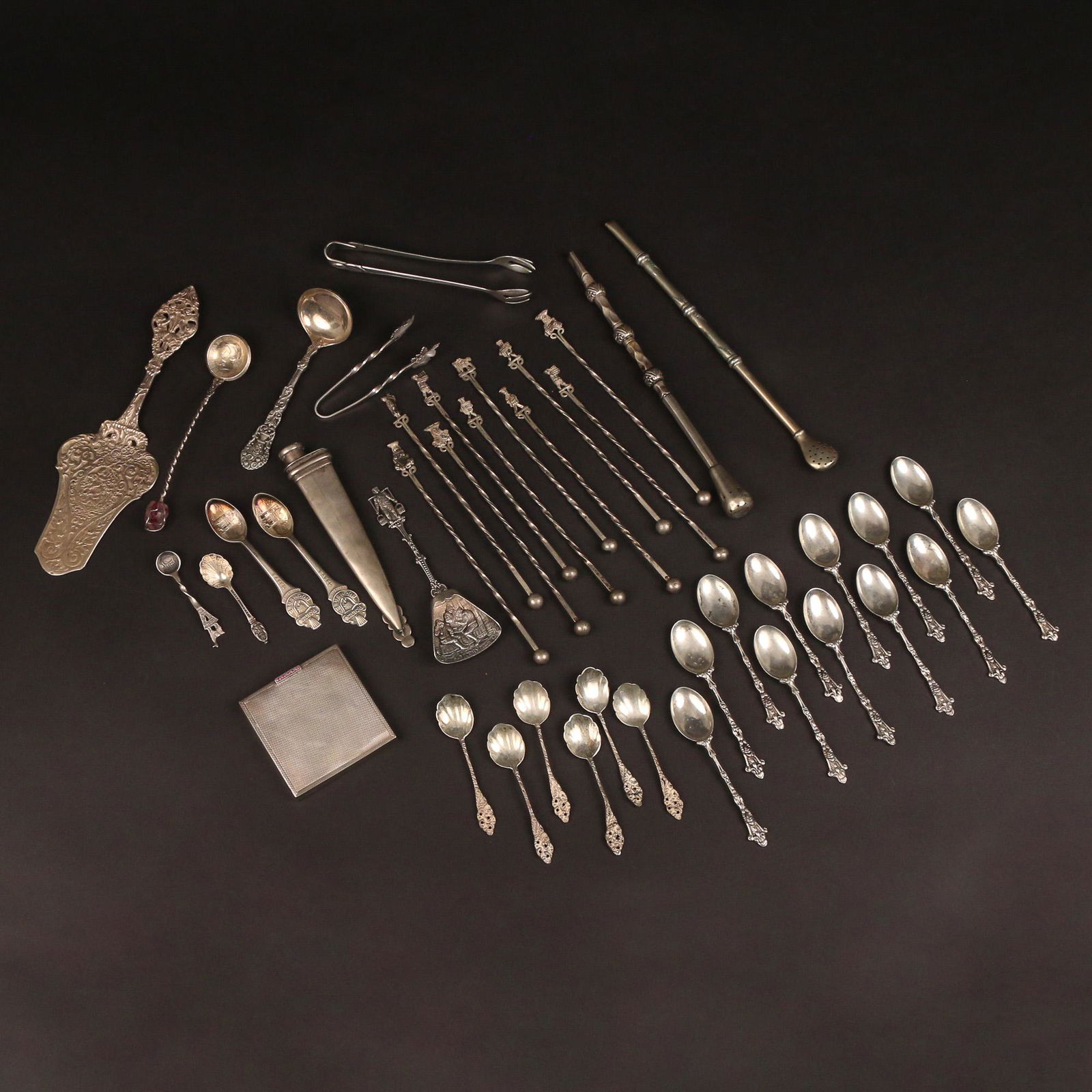(42pc) MISC. MIXED SILVER FLATWARE & COMPACT (1 of 10)