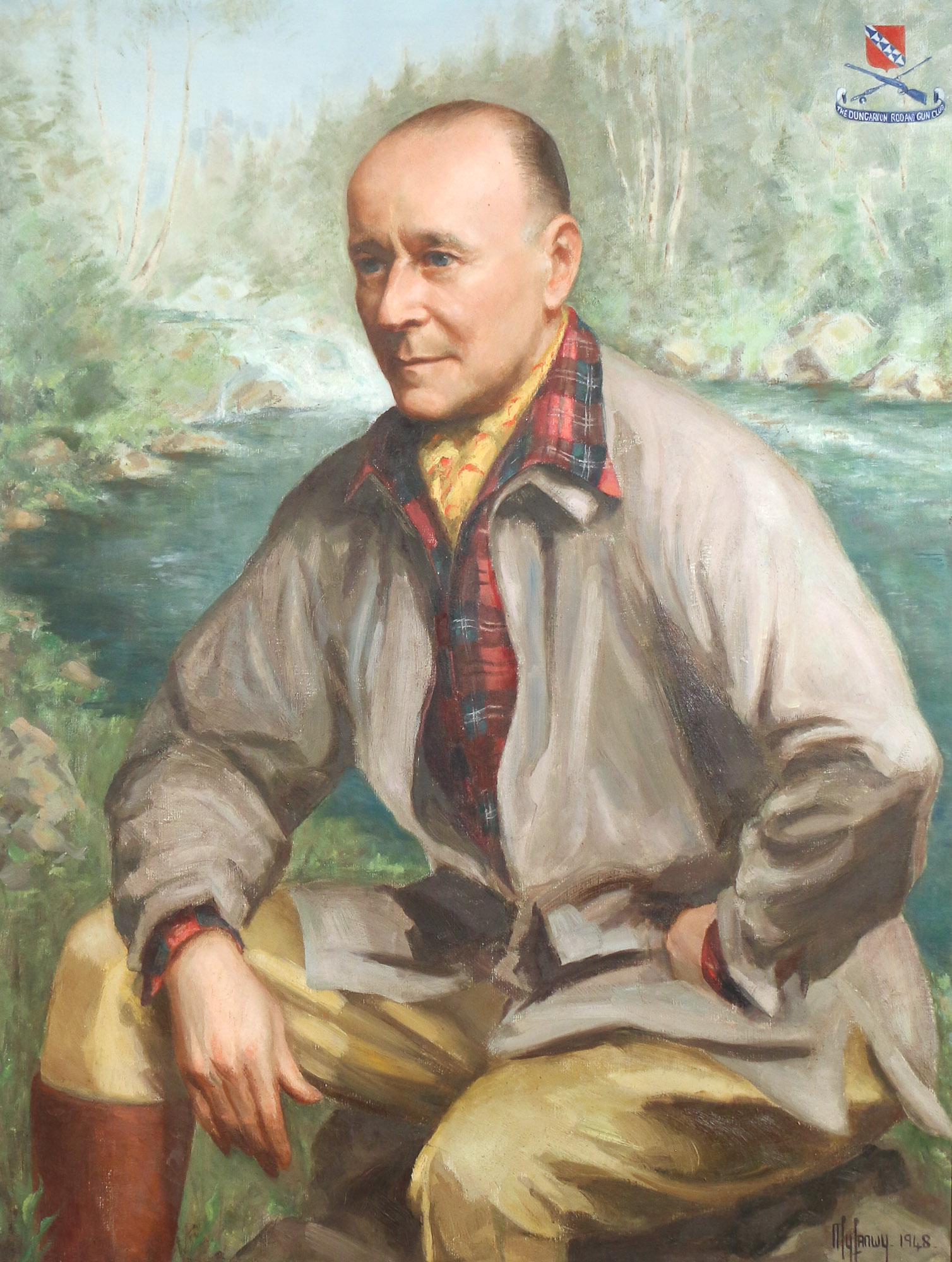 DR. ALBERT SIMARD PORTRAIT, MYFANWY 1948: Dr. Albert Simard oil on canvas h. 32 w. 42 in. overall: 48 x 38-1/2 in. portrait of Dr. Albert Simard; Malvina Hoffman did three bronze busts of Dr. Simard in 1930; upper right corner of painting is