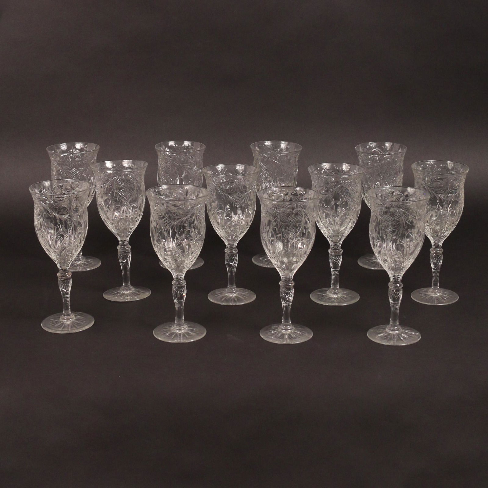 (12pc) CUT GLASS GOBLETS (1 of 4)