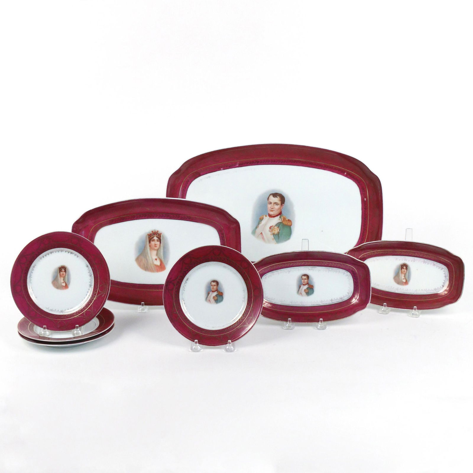 (8pc) NAPOLEONIC PAINTED PORCELAIN SET (1 of 9)