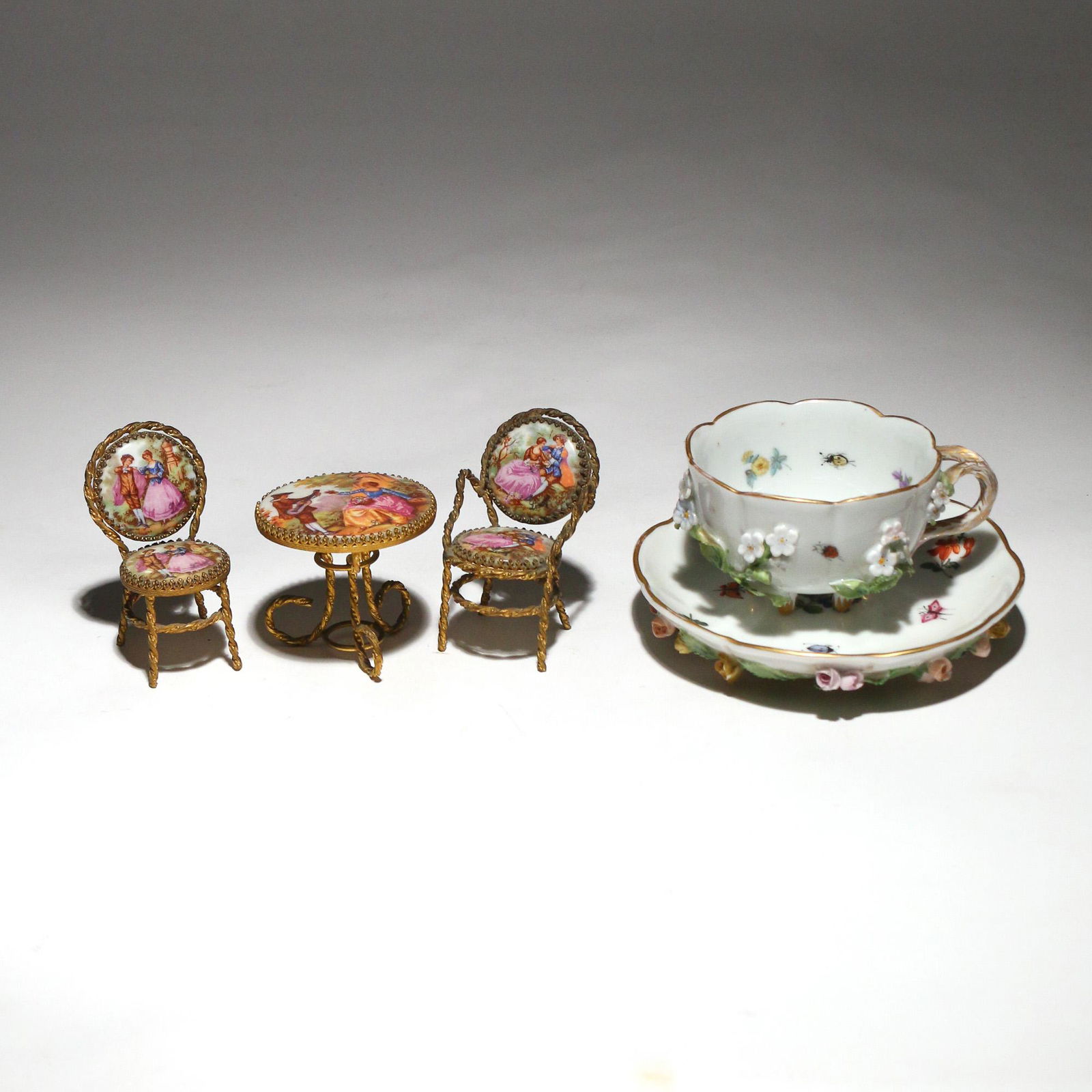 (5pc) CUP, SAUCER, & LIMOGES MINIATURE SET (1 of 9)