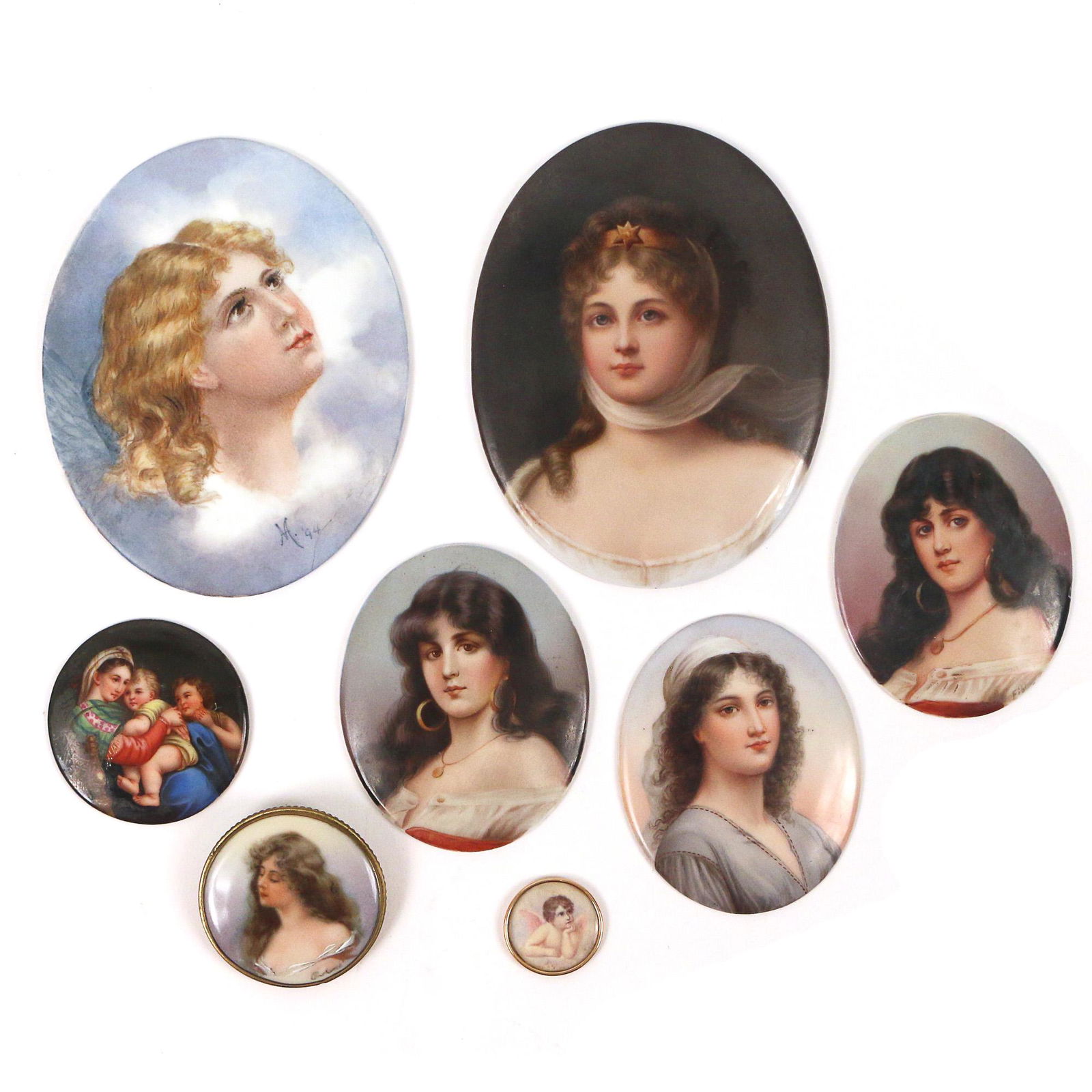 (8pc) HAND PAINTED PORCELAIN PORTRAITS (1 of 15)