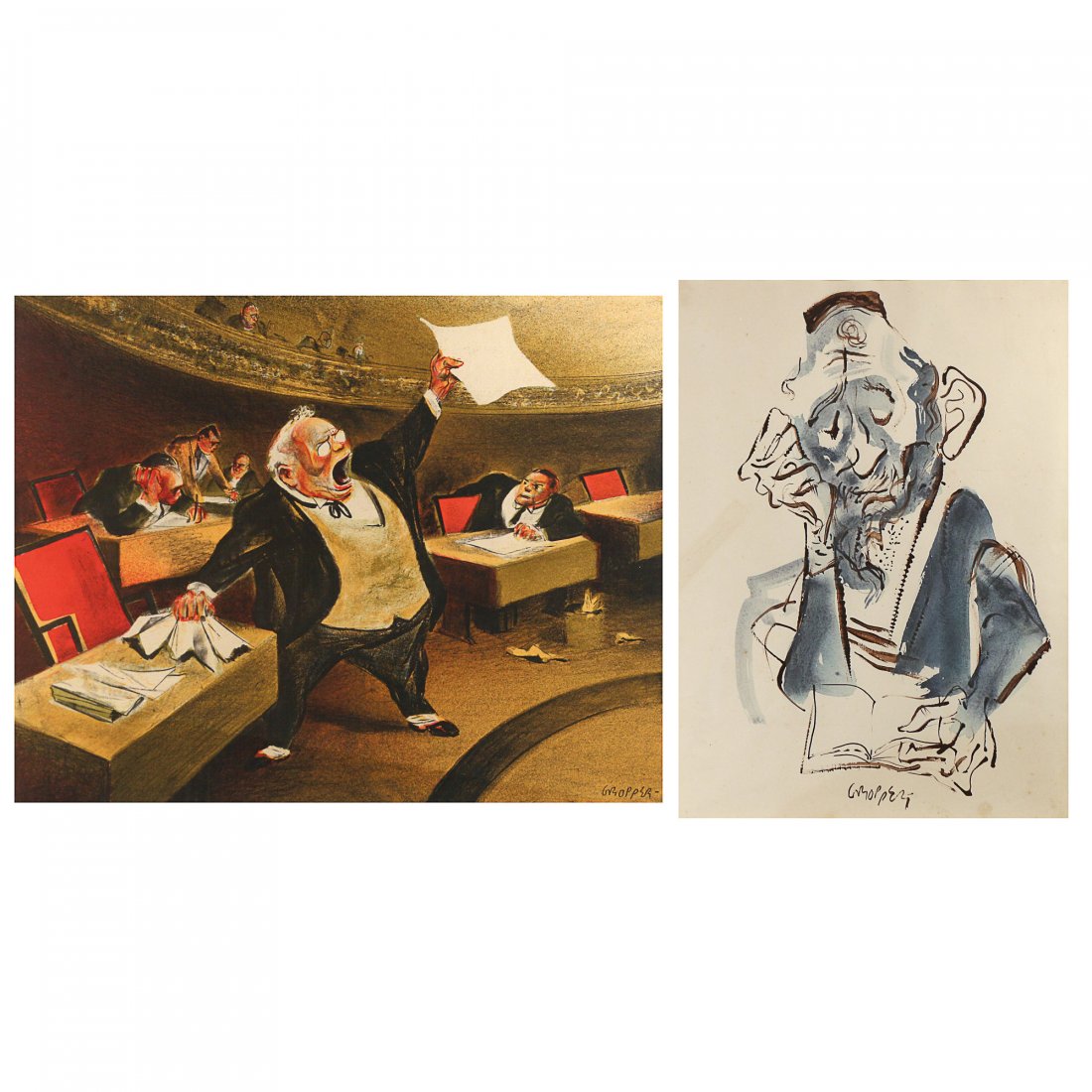 (2pc) WILLIAM GROPPER (American, 1897-1977), LITHO (1 of 16)