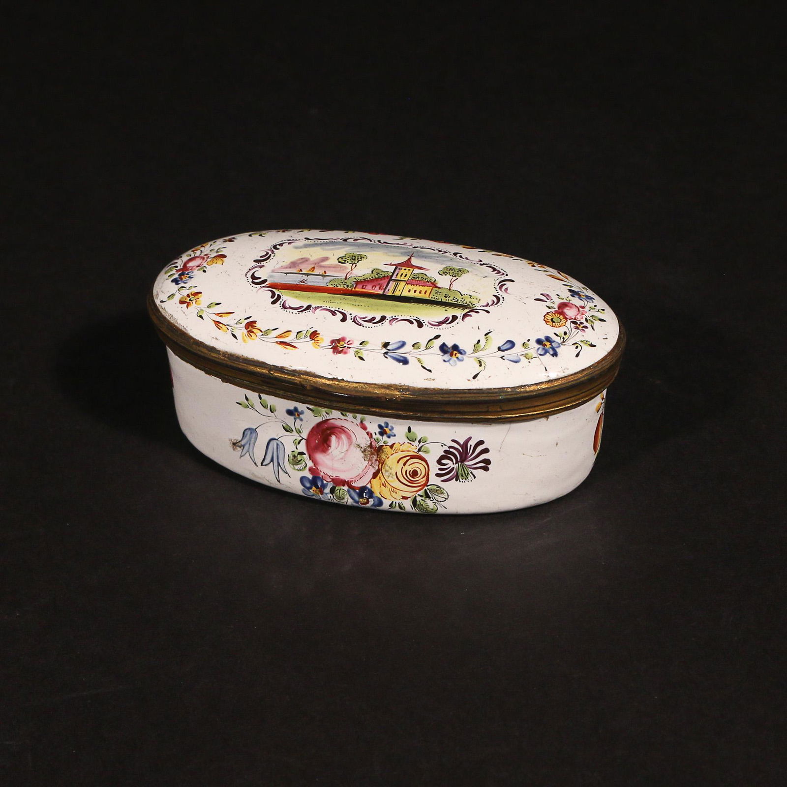 STAFFORDSHIRE ENAMELED PIN BOX (1 of 7)