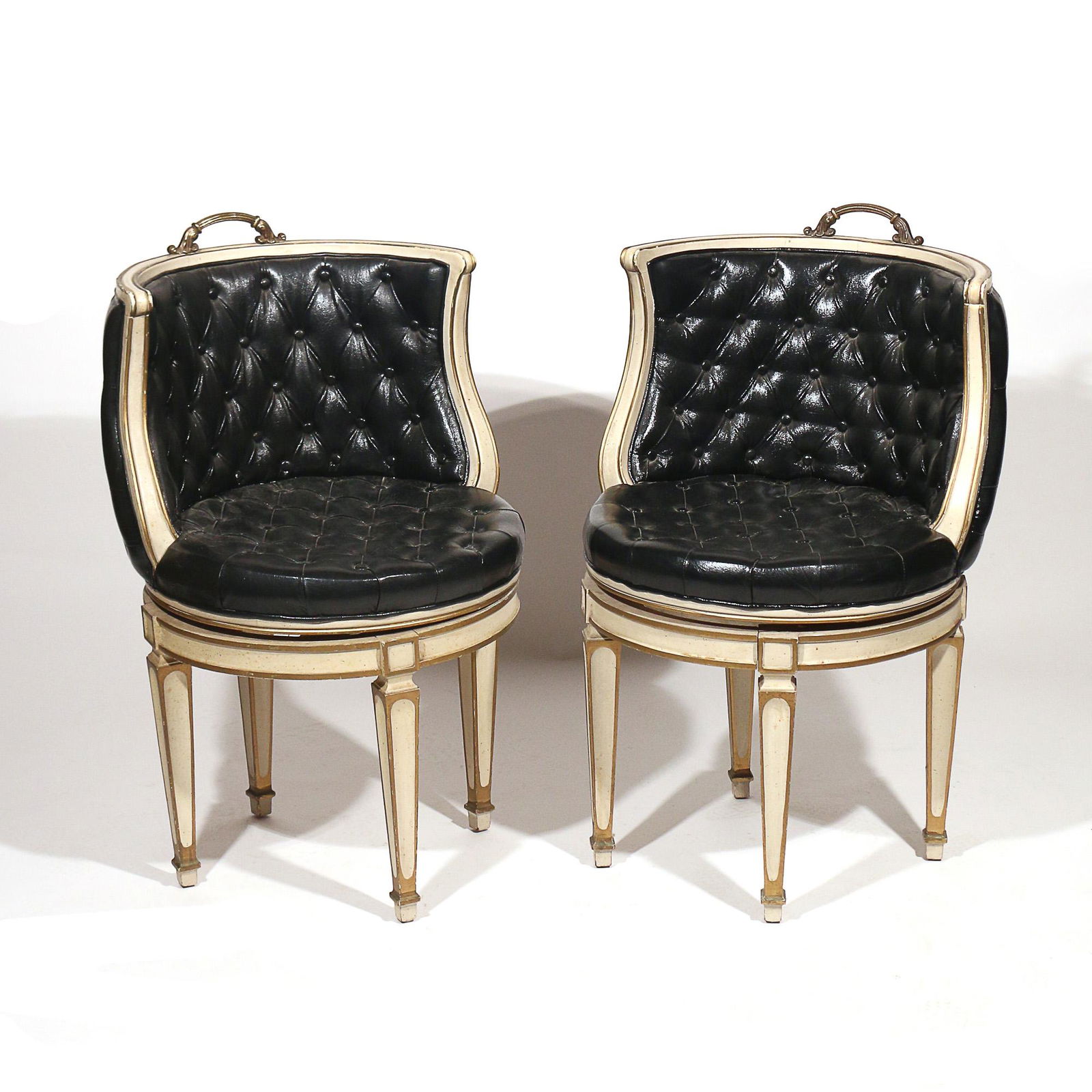 PAIR CAPITONE LEATHER SWIVEL CHAIRS (1 of 10)