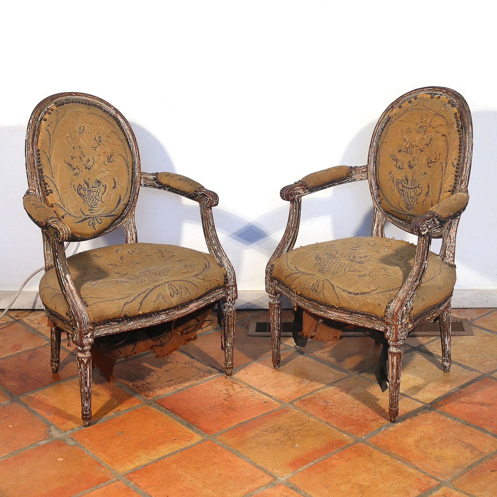 PAIR LOUIS XVI OPEN ARMCHAIRS (1 of 7)